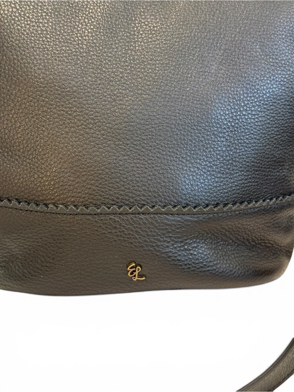 Elliott Lucca Beautiful Black Pebbled Leather Bucket Crossbody Bag - Picture 2 of 12